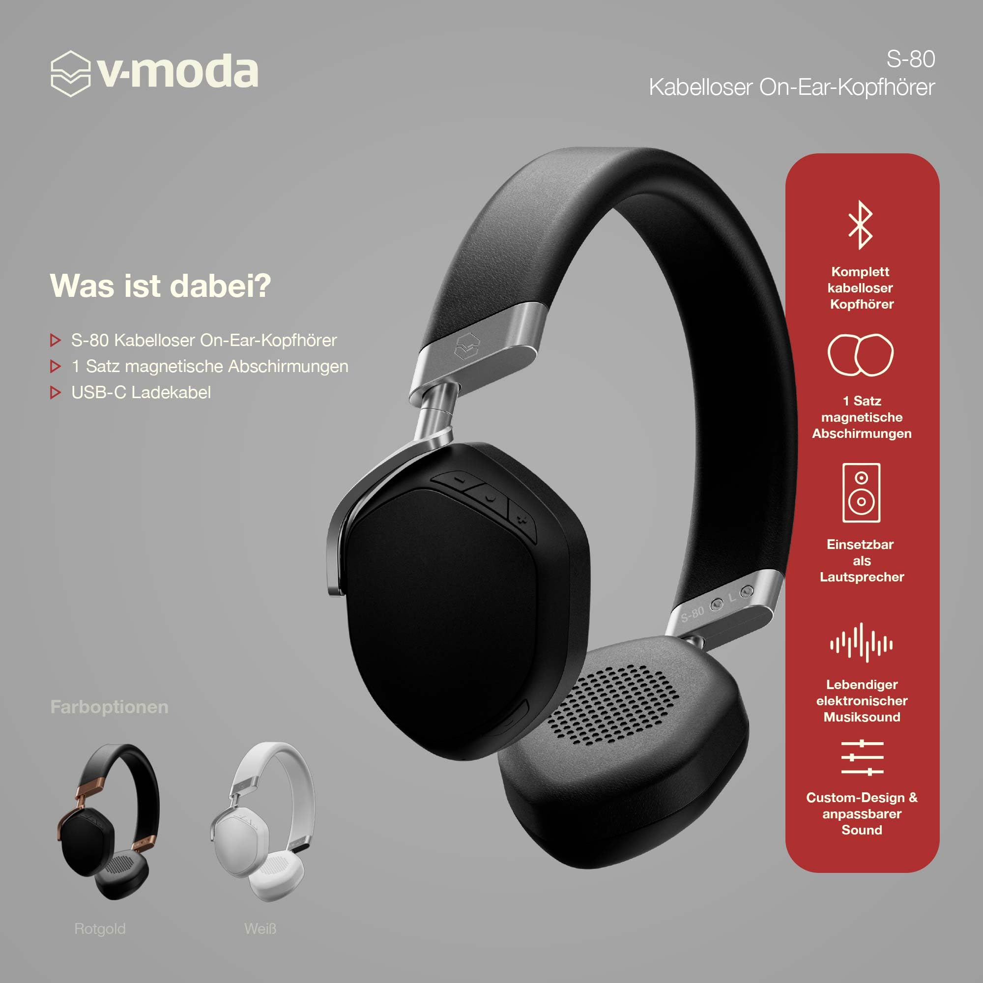 V-Moda S-80 | Wireless On-Ear Headphones | Speaker System | Modern