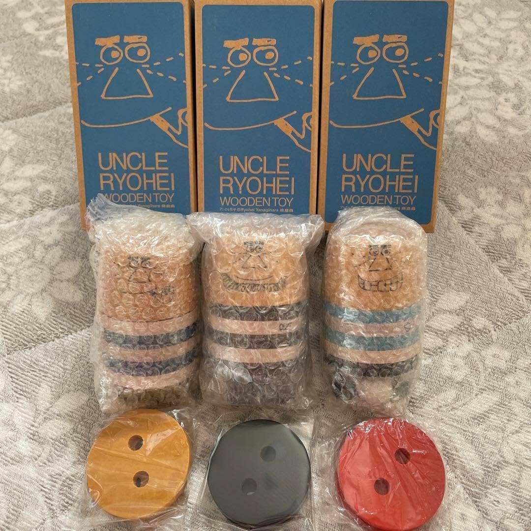 柳原良平アンクル　UNCLE RYOHEI WOODENTOY アンクルトリス 柳原良平 WOODEN TOY 木製フィギュア 3個セット
