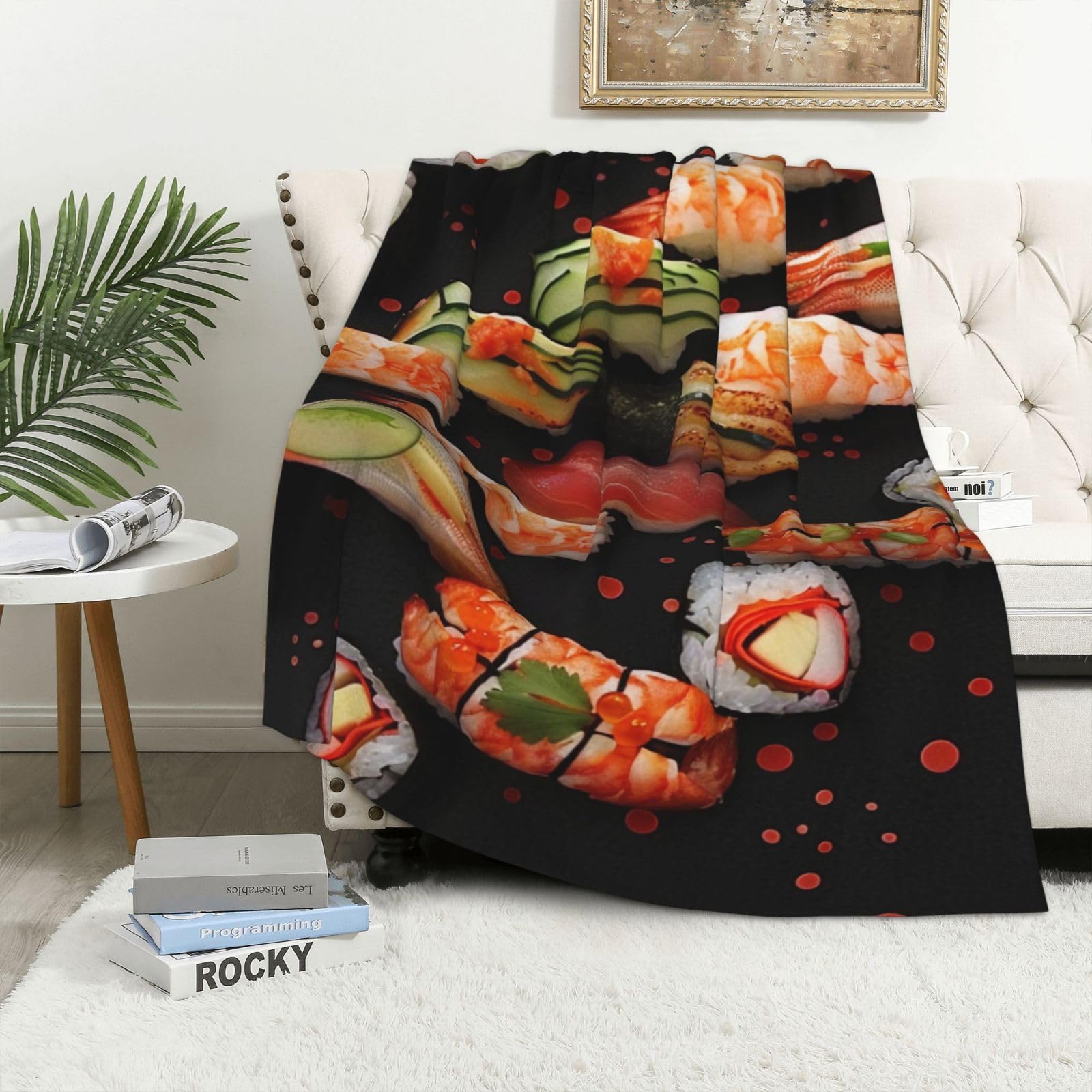 Couverture flanelle 320 g sushi japonais plaid de lit haut de gamme mignon 101x152