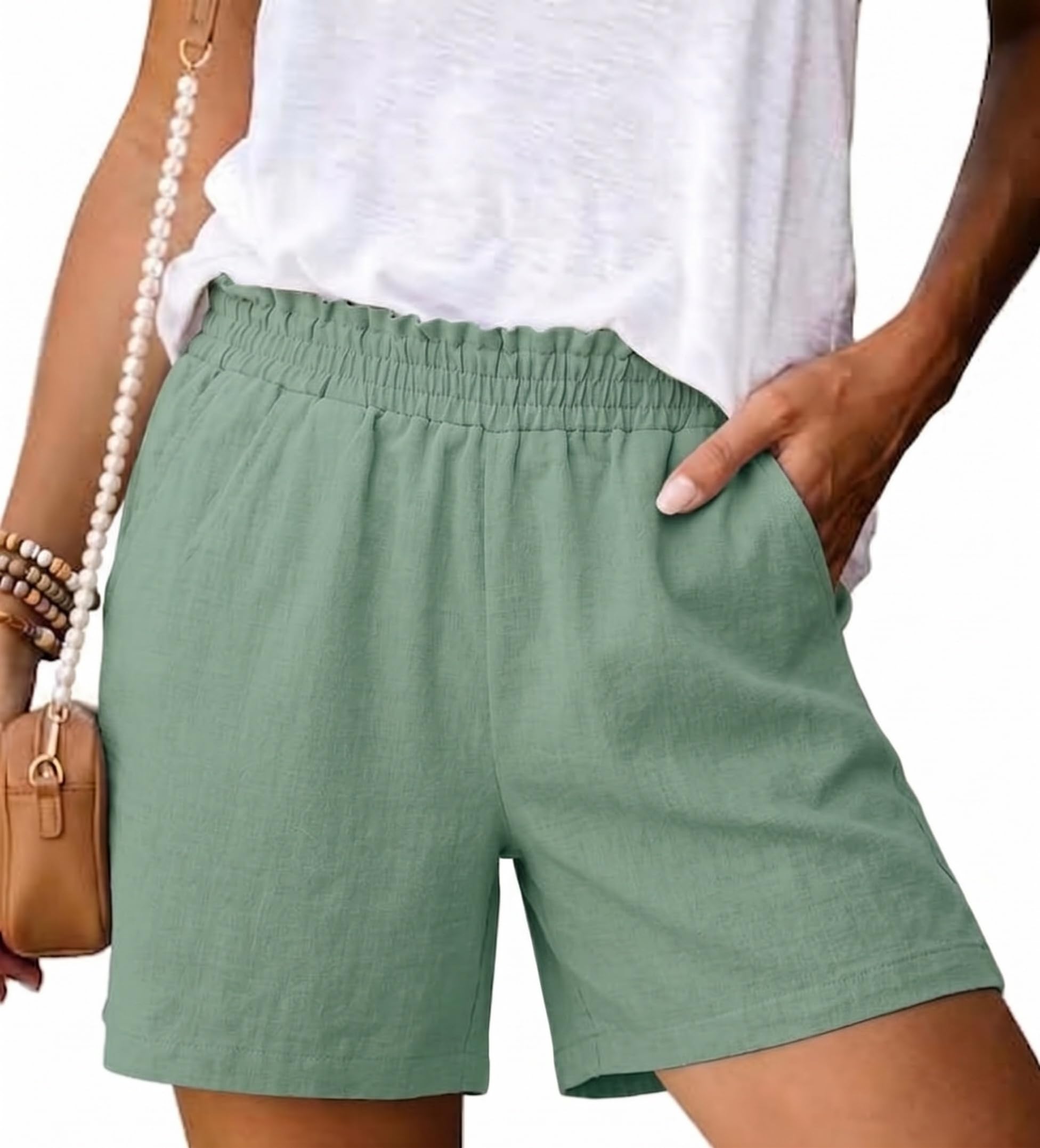 Marvmys Shorts Damen Sommer Bermuda Short Kurz Sporthose Lässig Jogginghose Kurze Hose Fitness Running mit Taschen S-3XL
