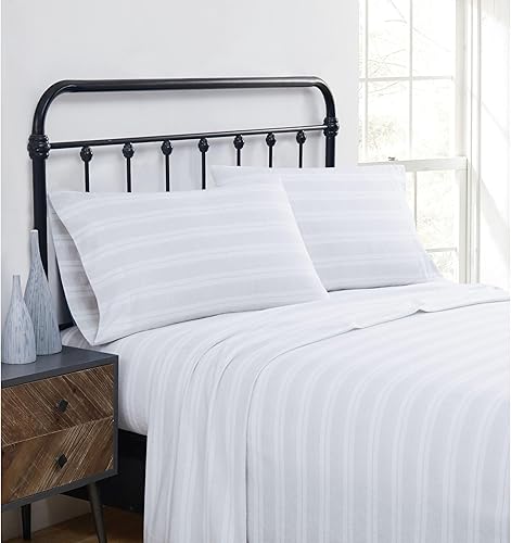 Truly Soft Everyday - Juego de sábanas y fundas de almohada King de 4 piezas - Colección Bryce Flannel, 100% algodón - Gris (SS4266BSKG-4700)