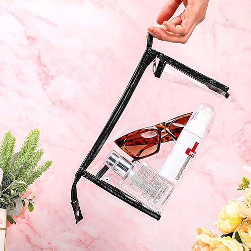 Miniatura 5 de Paquete de 21 bolsas de viaje transparentes para artículos de tocador, bolsas de maquillaje de plástico transparente con cremallera, impermeables,