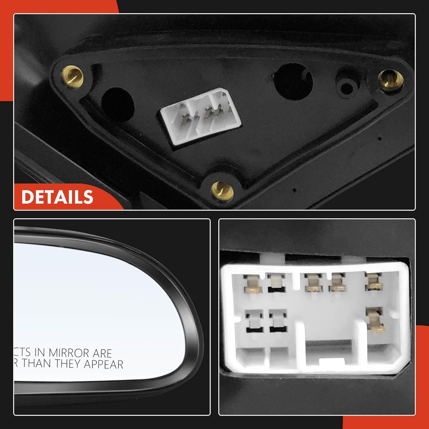A-Premium Passenger Side Power Door Mirror - Compatible with Suzuki Forenza 2004-2008, Reno 2005-2008 - Heated Manual Folding Black Outside Rear View Mirror - Replace# 8470185Z00