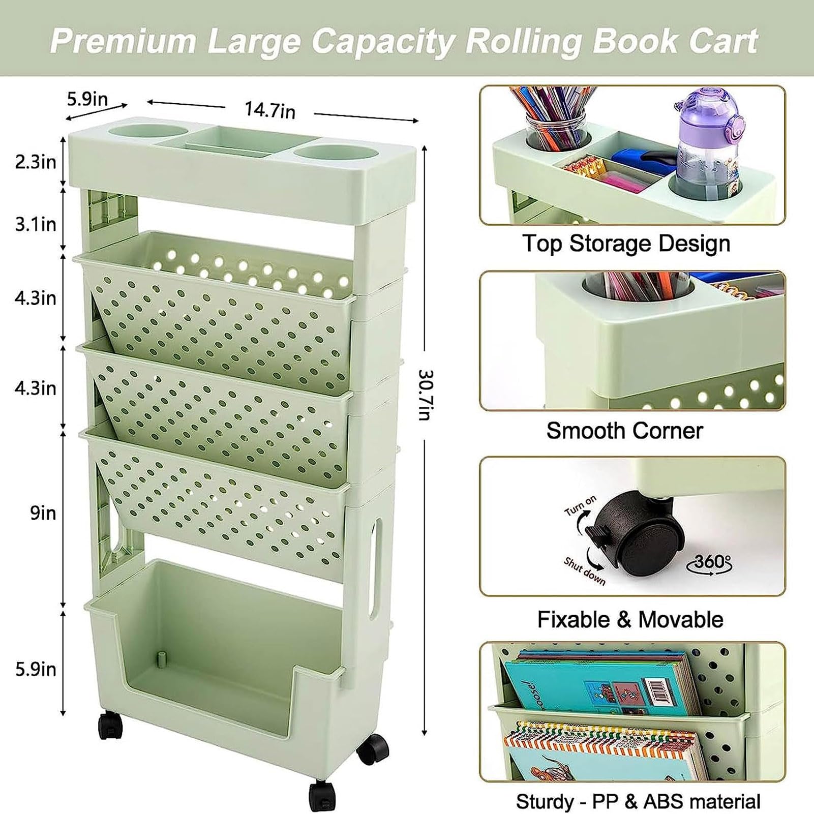 Libreria Mobile Con Ruote Per Scrivania - Organizer Compatto, Bianco, Per Ufficio O Casa - Foto 6