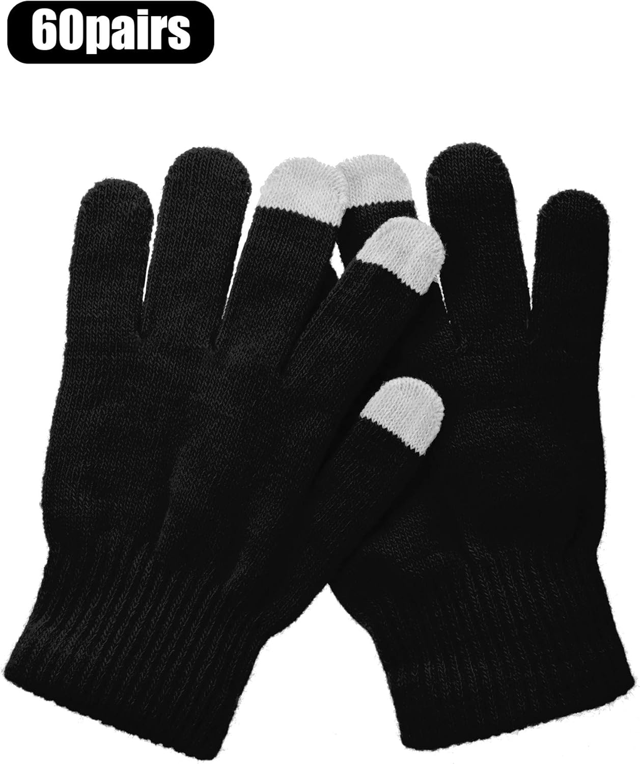 SATINIOR 60 Pairs Touchscreen Winter Gloves Bulk Stretchy Knitted Texting Gloves for Men Women - Image 3