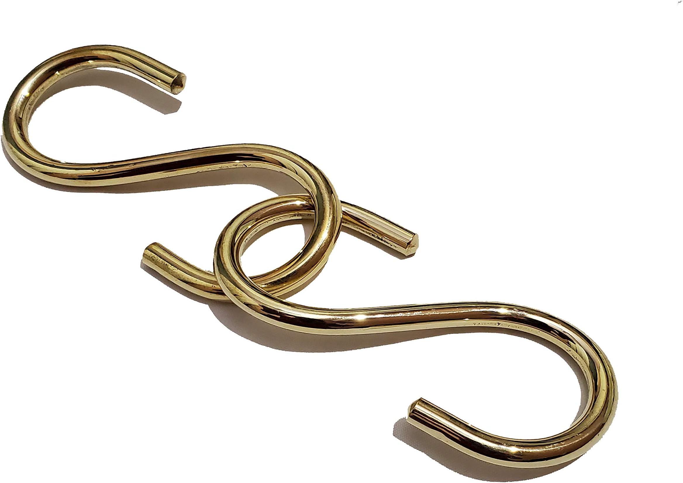 Pure Source India S Hook, Made in Pure Brass, 2 Pcs.