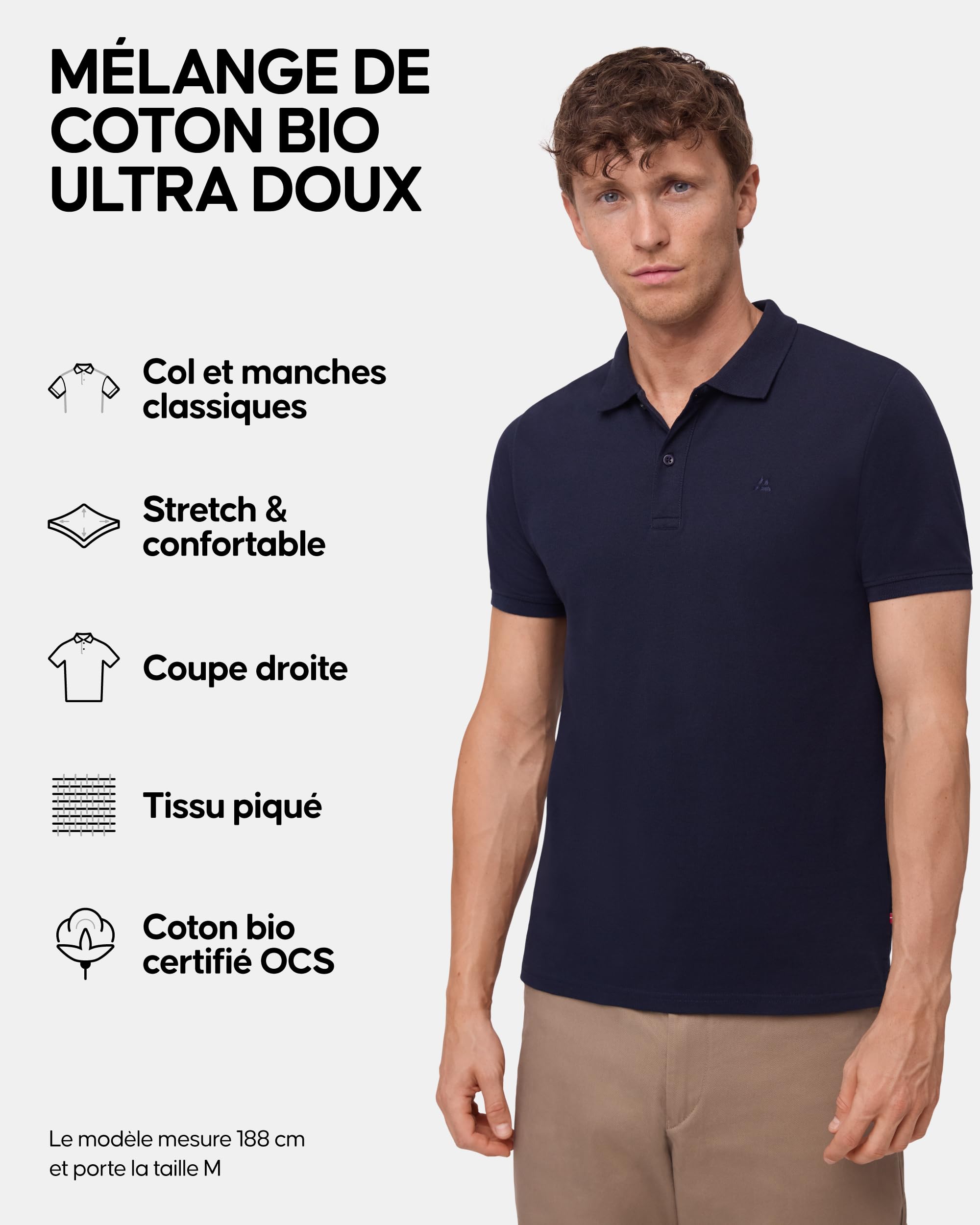 DANISH ENDURANCE Polos Homme, Coton Bio, Coupe Classique, Lot de 1 ou 2