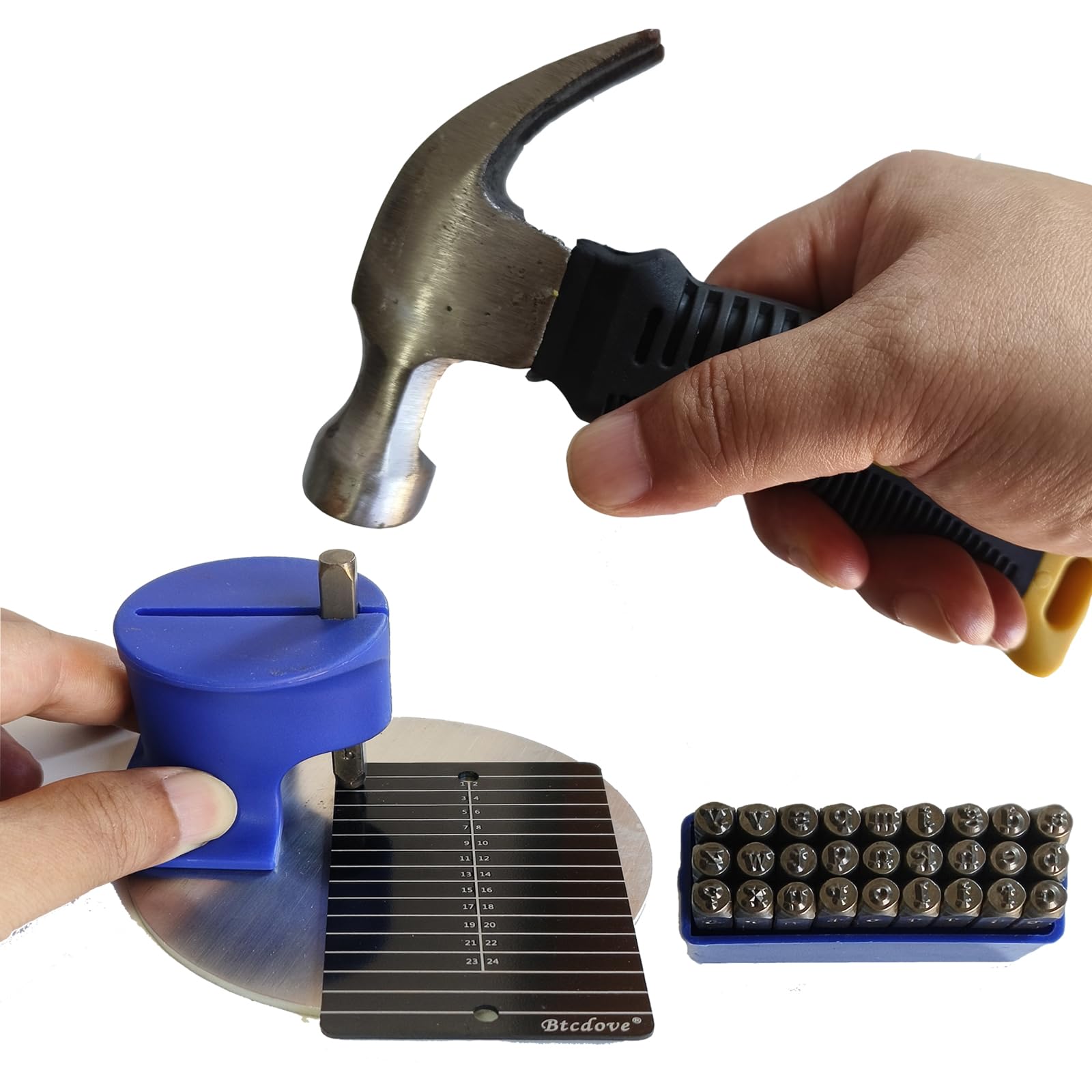 Btcdove Four Titanium Seed Phrase Plate with Metal Stamping Tool (No Hammer Included)–Fireproof, Corrosion-Resistant, Tamper-Proof Design Includes Protective Tools–Ideal for Trezor, Ledger, MetaMask