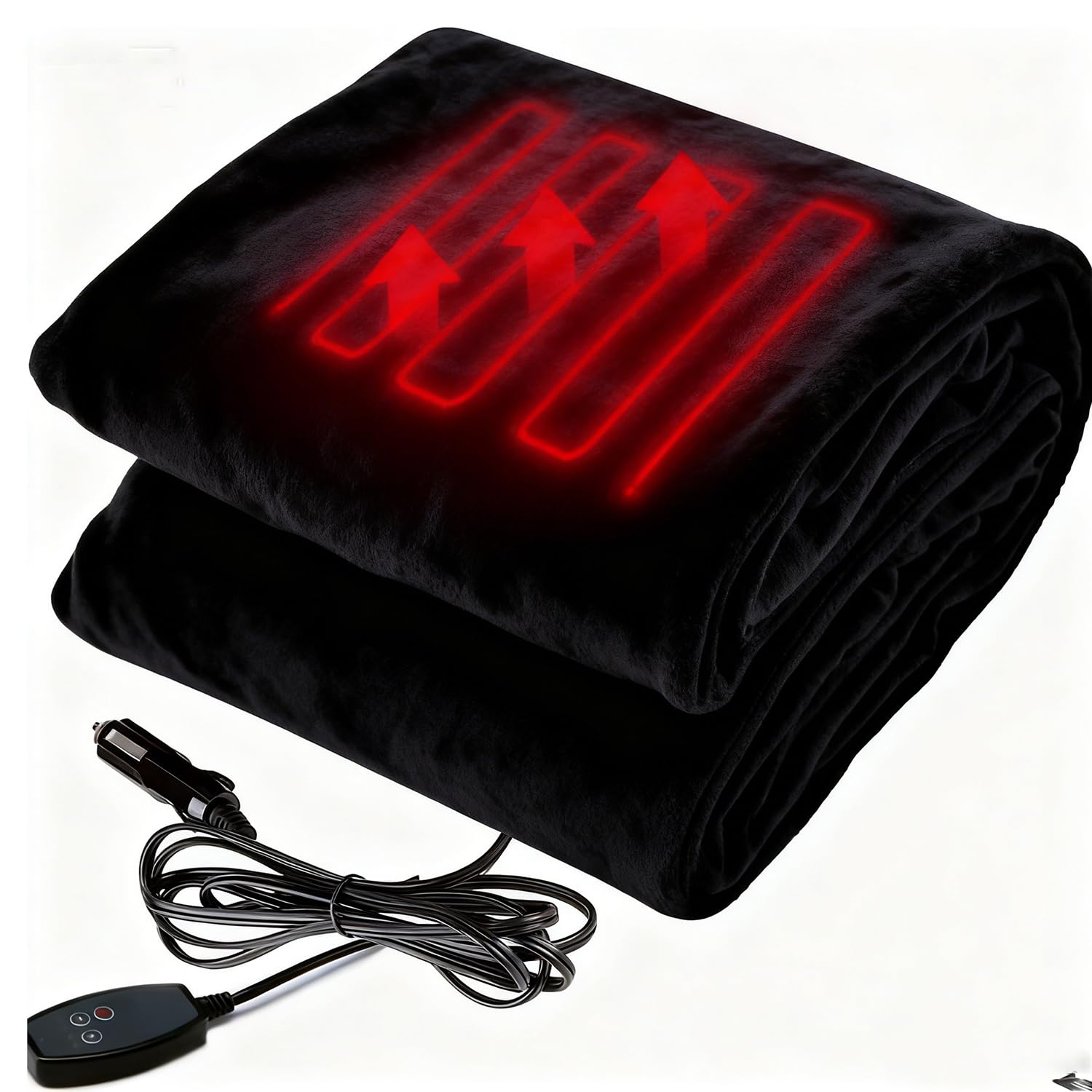 Big Ant Electric Car Blanket 12V Heated Car Blanket with 4 Hours Auto Off, Fast Heating Level Electric Blanket for Car Truck SUV RV Car Electric Blanket 58" x 42" (Black,Upgrade Model)