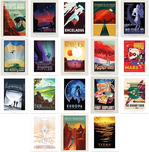 Doppelganger33 LTD Póster de la NASA Space Exploration Travel Ad Pack x 18 pósteres sin enmarcar impresiones artísticas