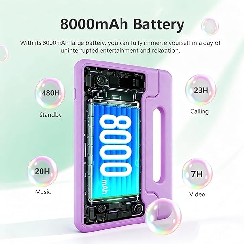Miniatura 7 de NRKDUBQ Tablet infantil de 11 pulgadas Android 15 20GB + 128GB Octa-Core 8000mAh tableta Todder con funda a prueba de caídas, control parental, WiFi