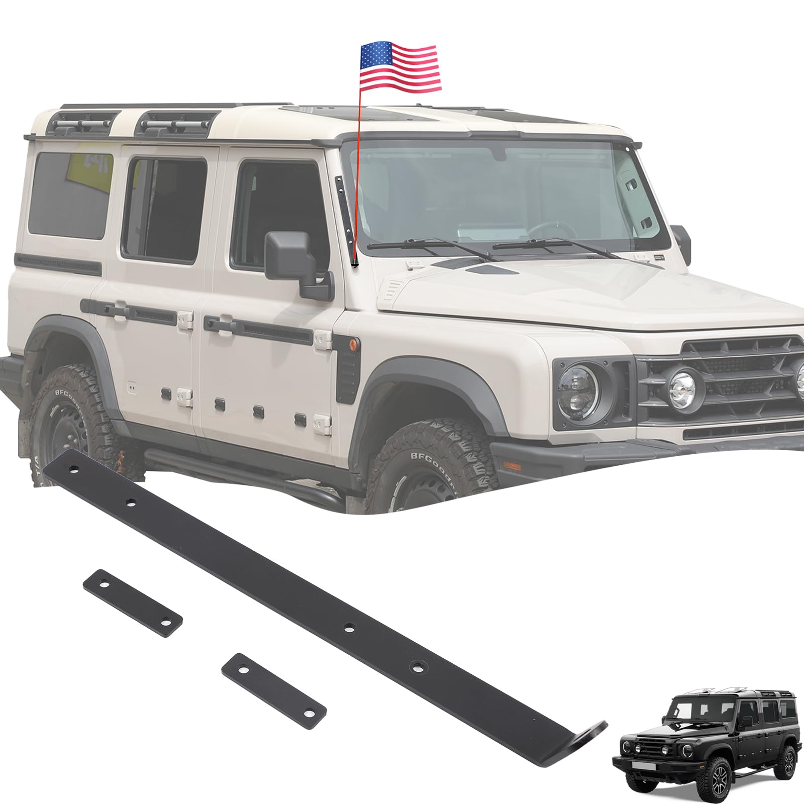 A Pillar CB Antenna Mounting Bracket Passenger Side Compatible with Ineos Grenadier 2020-2026 Car Right A-Pillar Antenna Bracket
