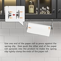 Vista 3 de Soporte para toallas de papel debajo del armario, de montaje en pared, desgarre con una mano, acero inoxidable, plateado, soporte para rollo