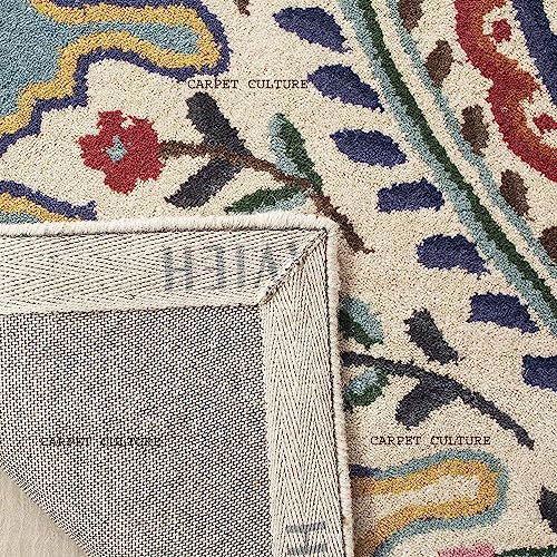 Image of Carpet Mahal Handmade Handwoven Tufted Made of 100% Soft Blended Wool Export Quality Carpets with 1 Inch Thickness (5x7 Feet) Color Multi
