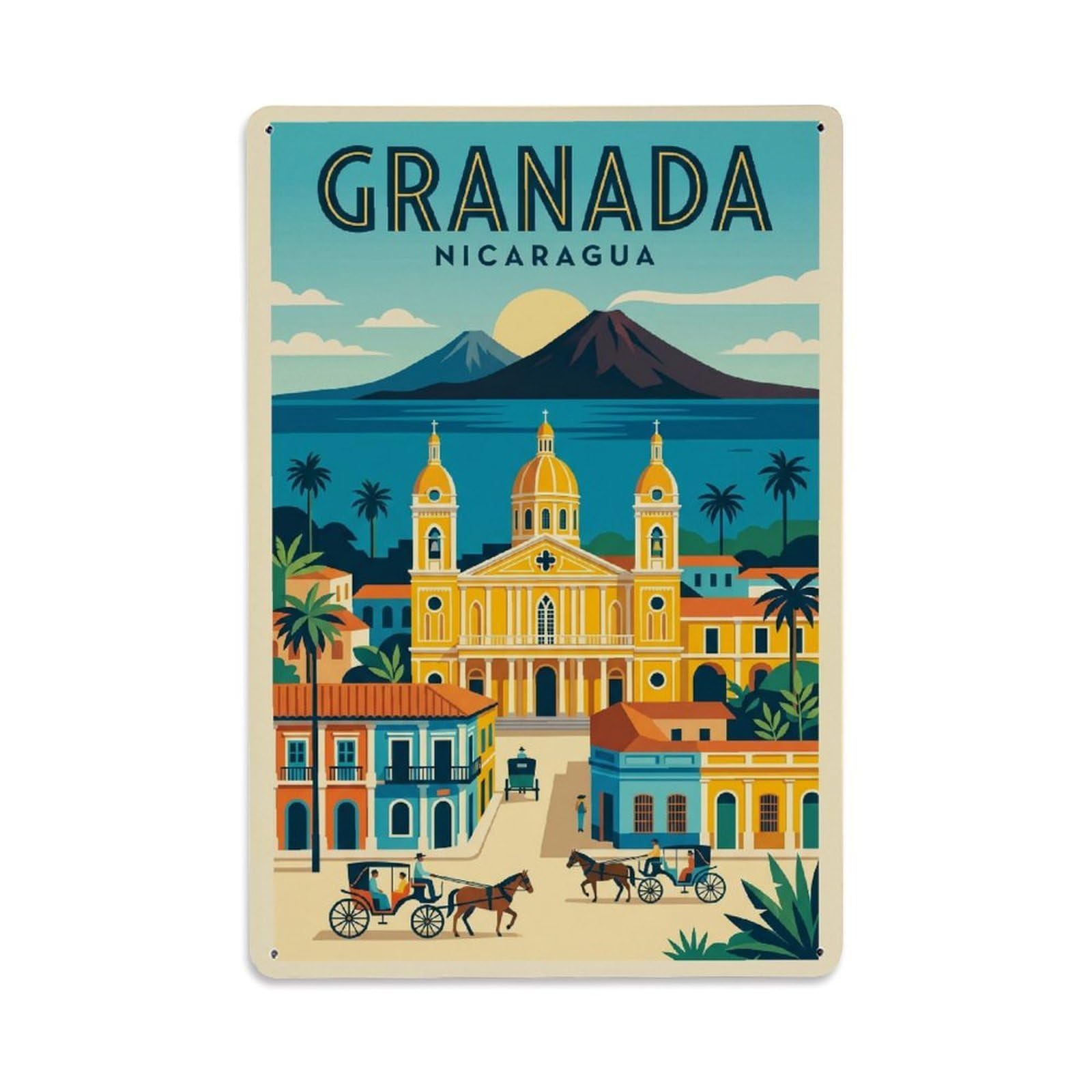 Travel Retro Nicaragua Granada Metal Tin Sign