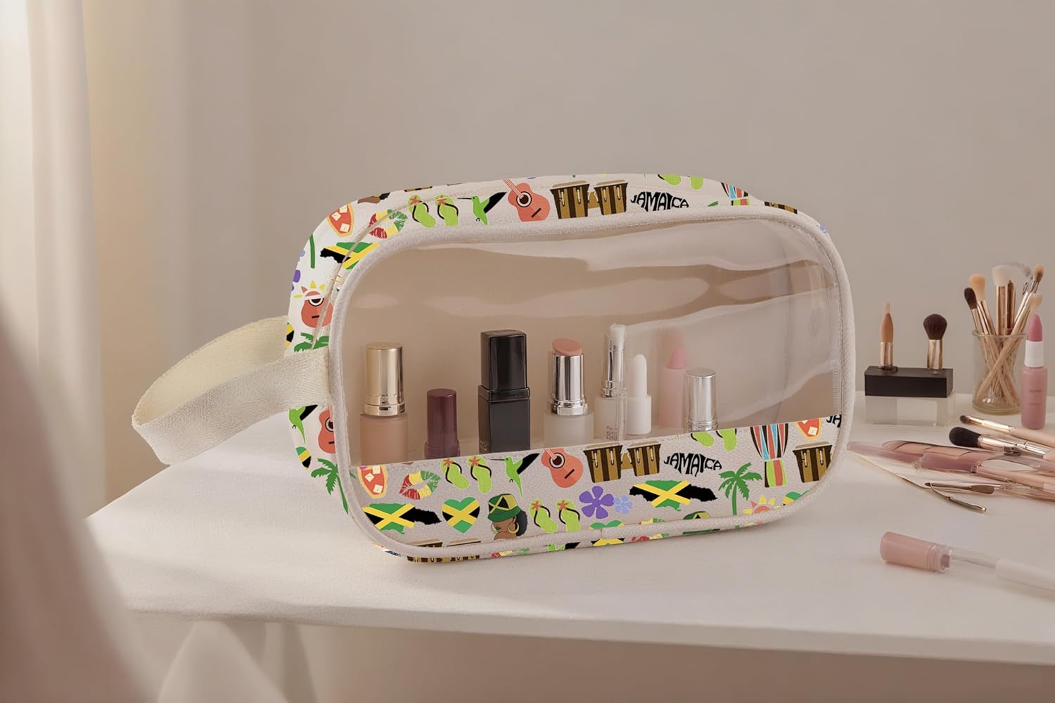 Jamaica Vacation Clear Makeup Bag Jamaica Lovers Transparent Cosmetic Bag Jamaica Travel Girls Trip Gift Jamaica Souvenirs Gift For Traveler (JamaicaClear-US) - Image 2