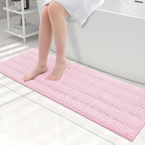 Miniatura 92 de Grandaily - Alfombras de baño de felpilla a rayas, extragruesas y absorbentes, antideslizantes, con fibras largas y suaves, lavables a máquina, para