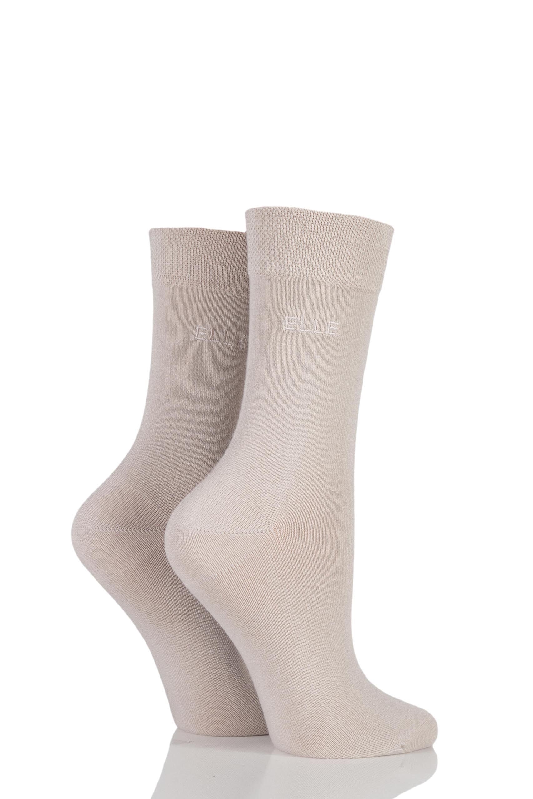 Elle Women's Neutral Bamboo Fibre Socks - Soft, Breathable & Cooling Plain Socks In A Multipack Of 2 Pairs Sizes 4-8