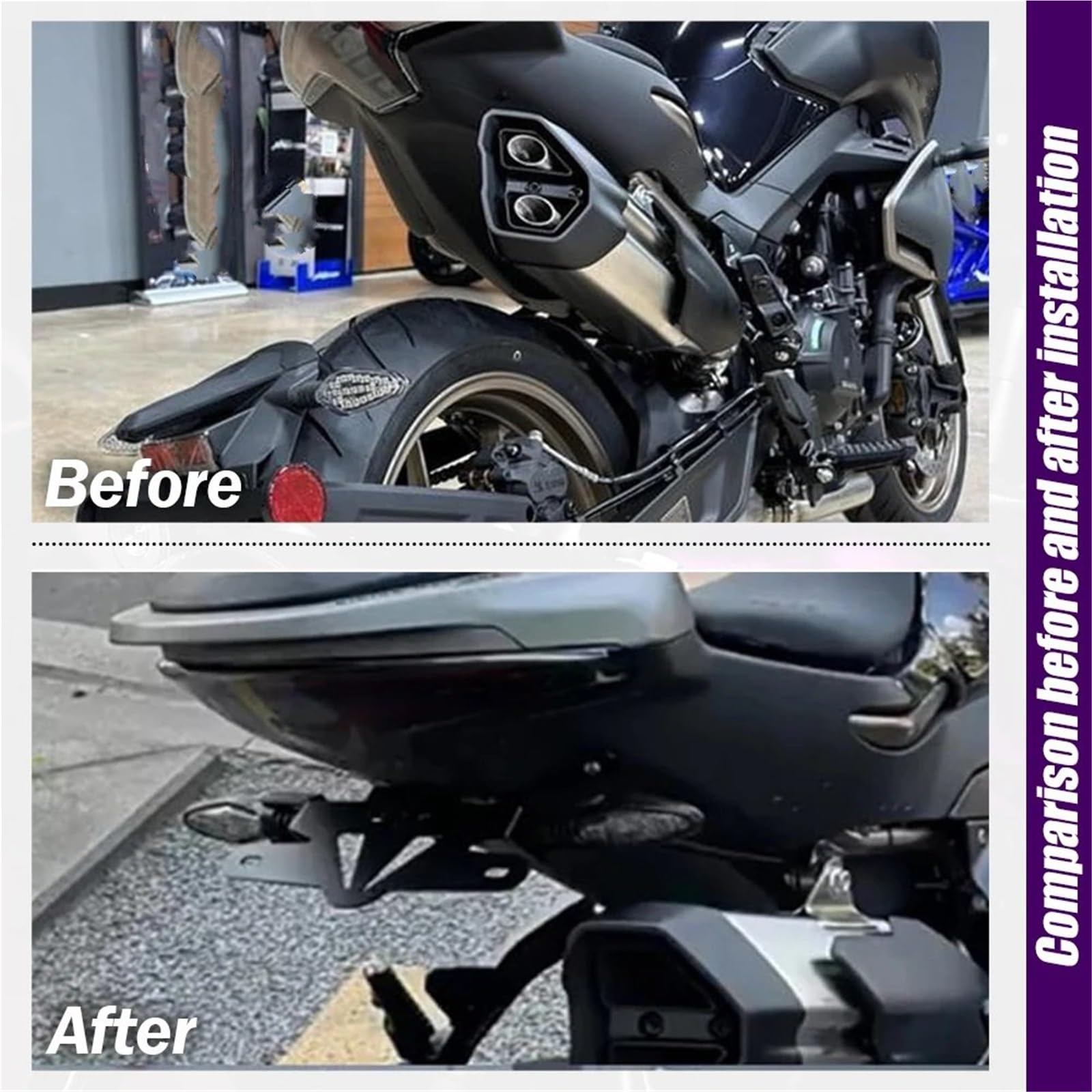 Uchwyt tablicy rejestracyjnej Pasuje do motocykla CFMOTO 800nk NK800 NK 800 NK 2023 2024, błotnika, tylnego światła, uchwytu tablicy rejestracyjnej Ramki tablic rejestracyjnych(B)