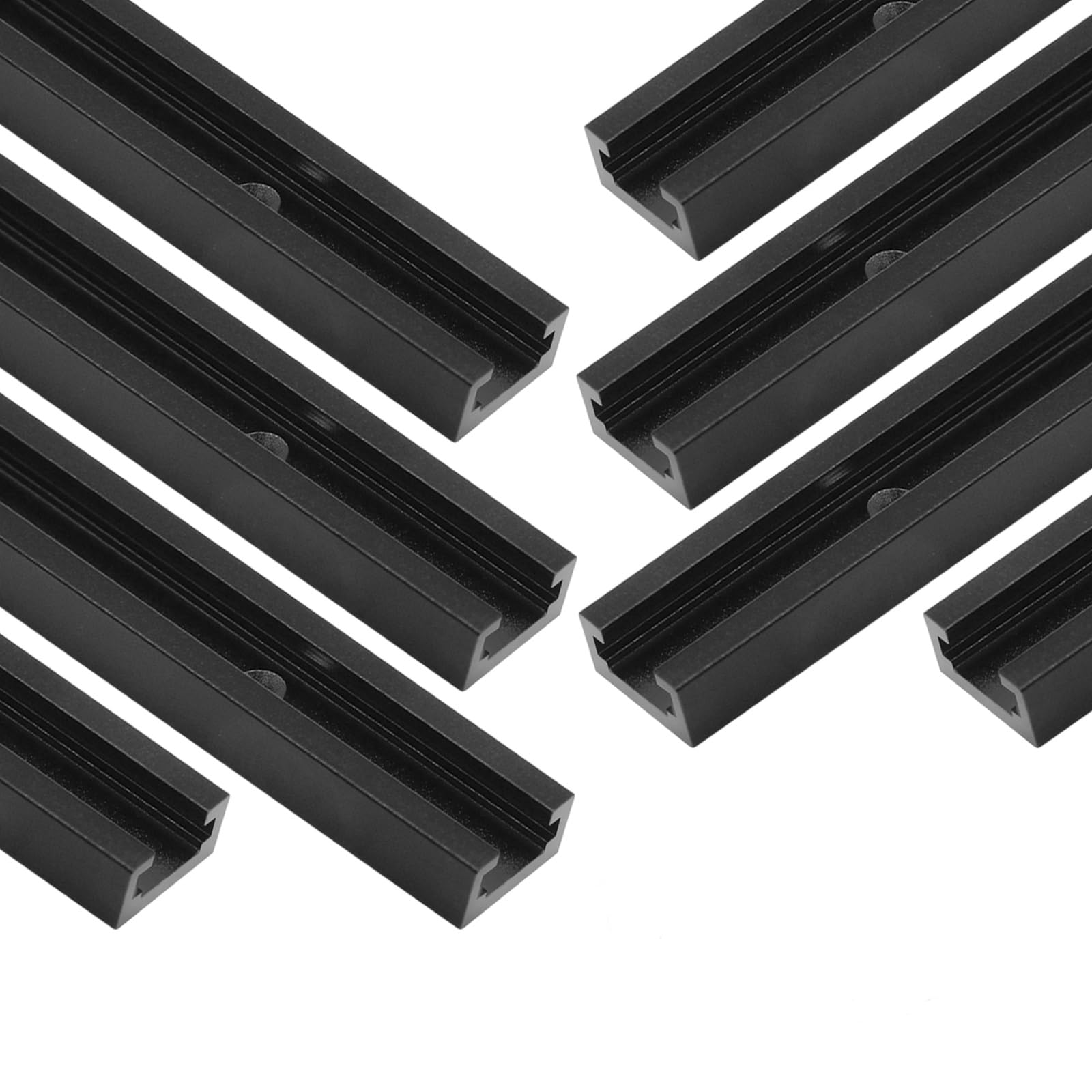 SeekLiny8Pack 12" T-Track for Woodworking Black Double-Cut, 12 inch Universal Aluminum T Tracks Black