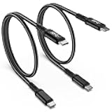 Besgoods Short USB C to USB C Cable, 1.5ft USB 3.0 Type C Charger Fast Charging 5Gbps Data Transfer Braided Cord Compatible with iPhone 17 16 15 Pro Max Galaxy S25 S24 S23 Ultra FE A16 A54-2Pack,Black