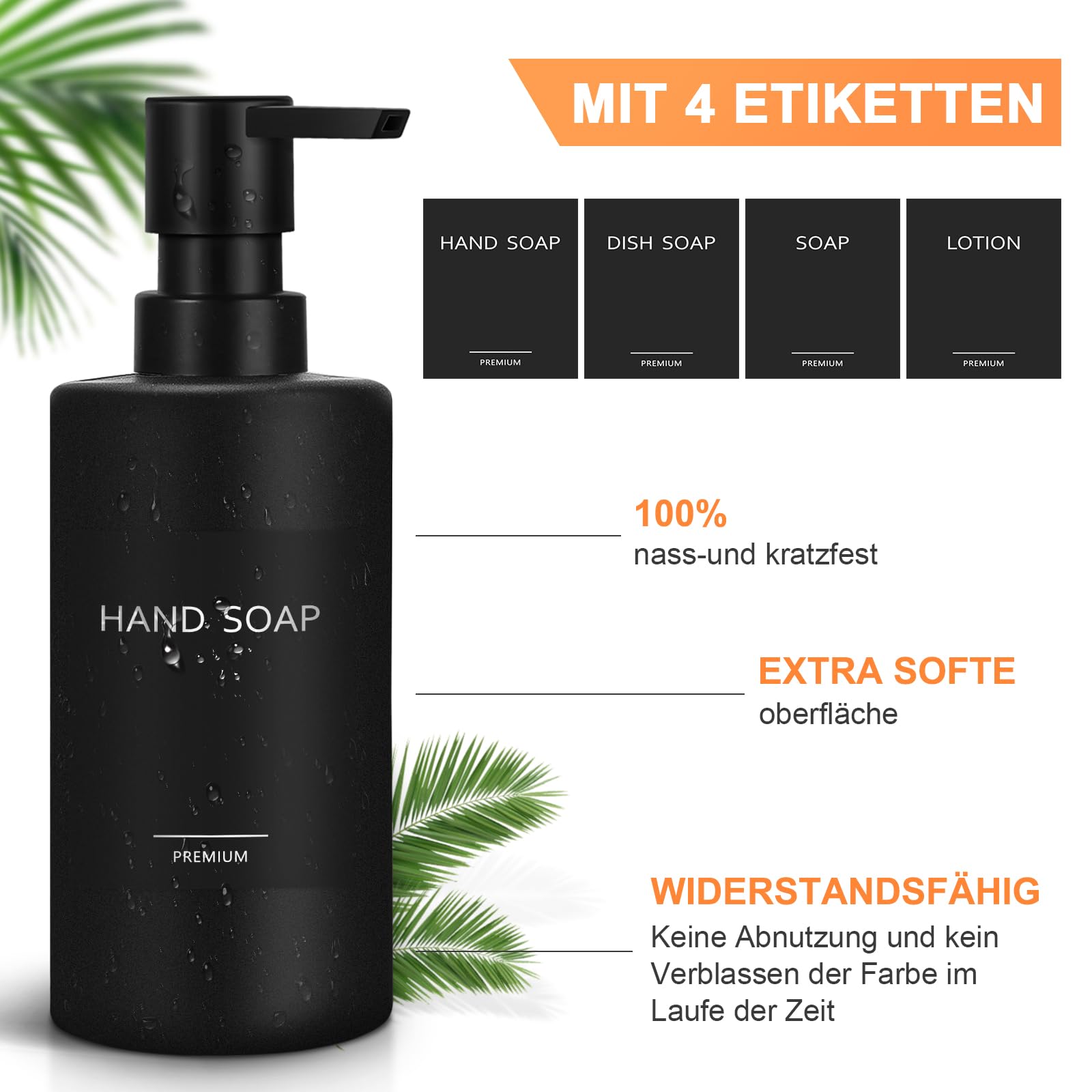 GMISUN Dispenser di sapone marrone, 350 ml, dispenser di sapone liquido in vetro marrone, moderno erogatore di pompe in vetro per bagno, con pompa in plastica, dispenser per sapone