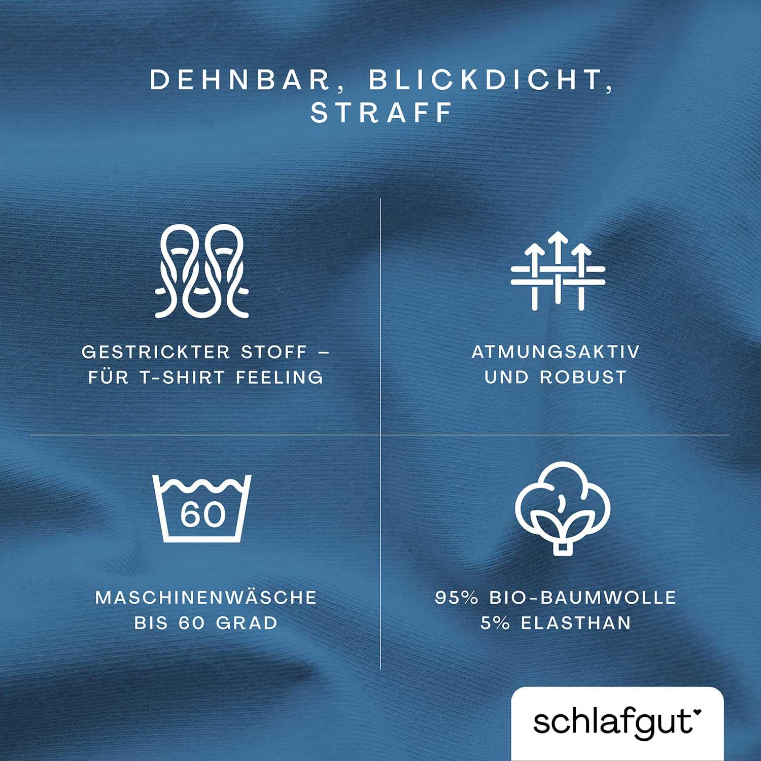schlafgut Pure Topper Spannbettlaken 140x200 cm Bio-Baumwolle, Blue Mid