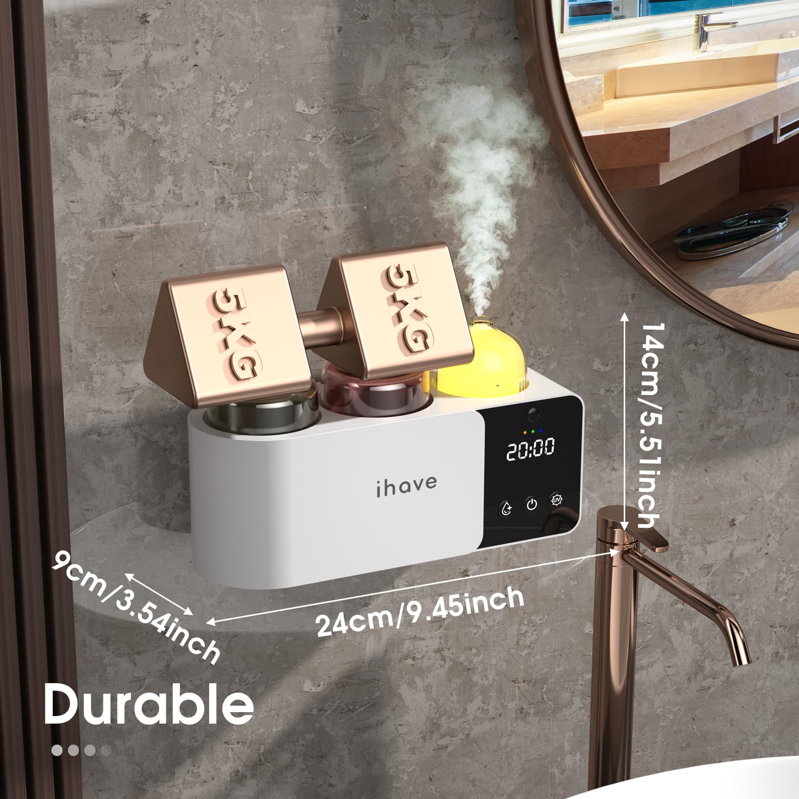 iHave Soporte para cepillos de dientes con desinfectante UV, difusor de aromaterapia y luz nocturna infrarroja, desinfección inteligente de crucero de 4 horas, secado combinado auxiliar, organizador