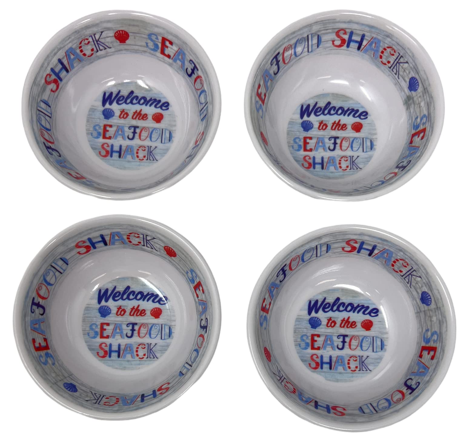Coastal Living Seascapes Seafood Style Melamine Butter Dishes, Set of 4 (Welcome to the Seafood Shack)