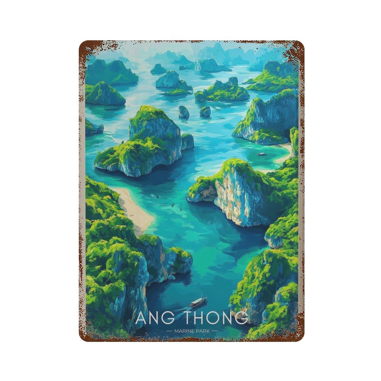 xiaoxiaoshen Ang Thong Thailand – Tropical Travel Wall Decor Art Metal Tin Poster Modern Home Decor Art Home Bar Shop Decorations Vintage Sign 40x30cm