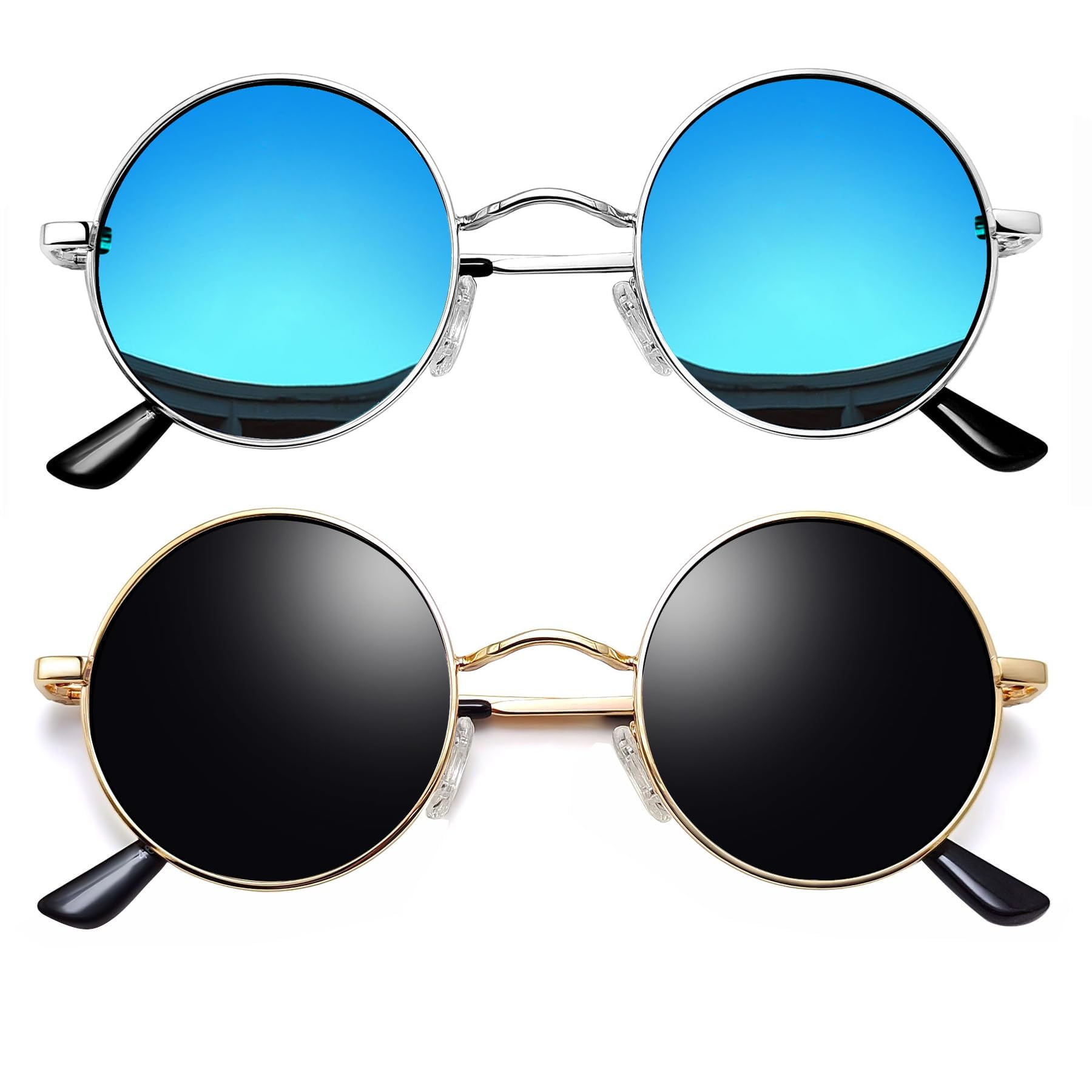 Joopin Round Sunglasses for Men Polarized Hippie Retro Womens Circle Sun Glasses UV Protection Circular Shades for Costume