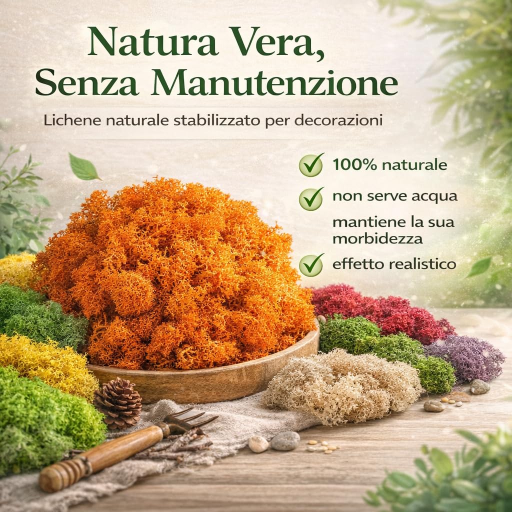 Lichene Stabilizzato Vero 100% Naturale, 500g - Muschio Scandinavo Conservato per Decorazioni - Ideale per Parete Verde, Terrario, Presepi, Modellismo e Composizioni Fai da Te (Blu Scuro, 500g)