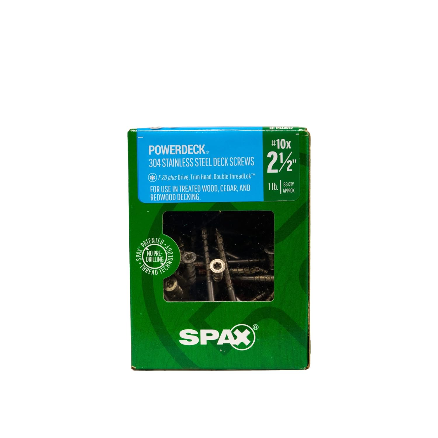 #10 x 2-1/2" Powerdeck Exterior Trim Head Powerdeck (83 pcs) T20+ T-Star Plus Stainless Steel
