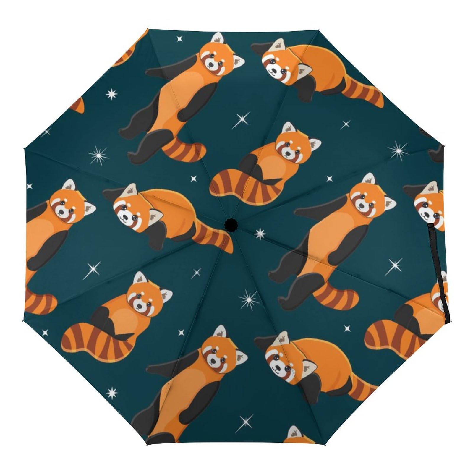 ORENZ Automatic Umbrella Cute Red Pandas Pattern Folding Umbrellas Light Windproof Umbrellas Portable Travel Umbrella
