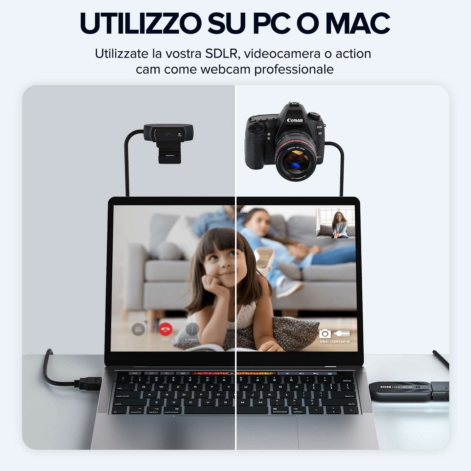 Mwin Scheda di acquisizione video, Cam Link 4K, Full HD 4K30/1080p120 a bassa latenza HDMI a USB 3.0, acquisizione di videogiochi per giochi, streaming, trasmissione in diretta, insegnamento online,
