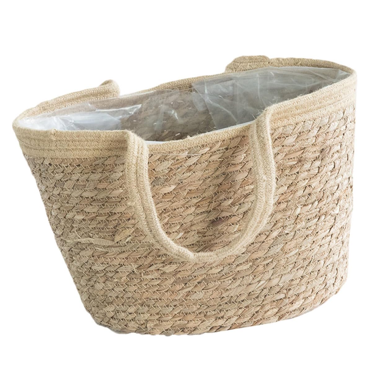 Panier de rangement rond portable jonc de mer tressé main Anneome