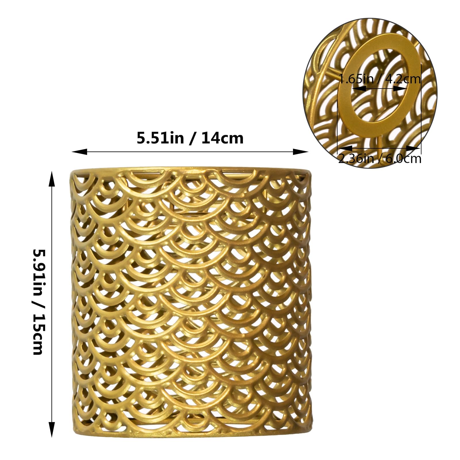 Osasy Decorative Lampshade Metal Lamp Shade Cover Wave Pattern Design Gold E27 E14 Small Lampshades - Image 3