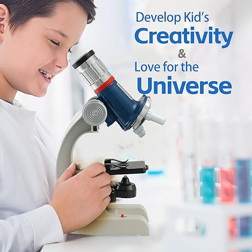 Miniatura 7 de Conjunto de kits de ciencia para niños principiantes microscopio con LED 100X 400X y 1200X incluye muestra preparada diapositivas 12pc- Juguete