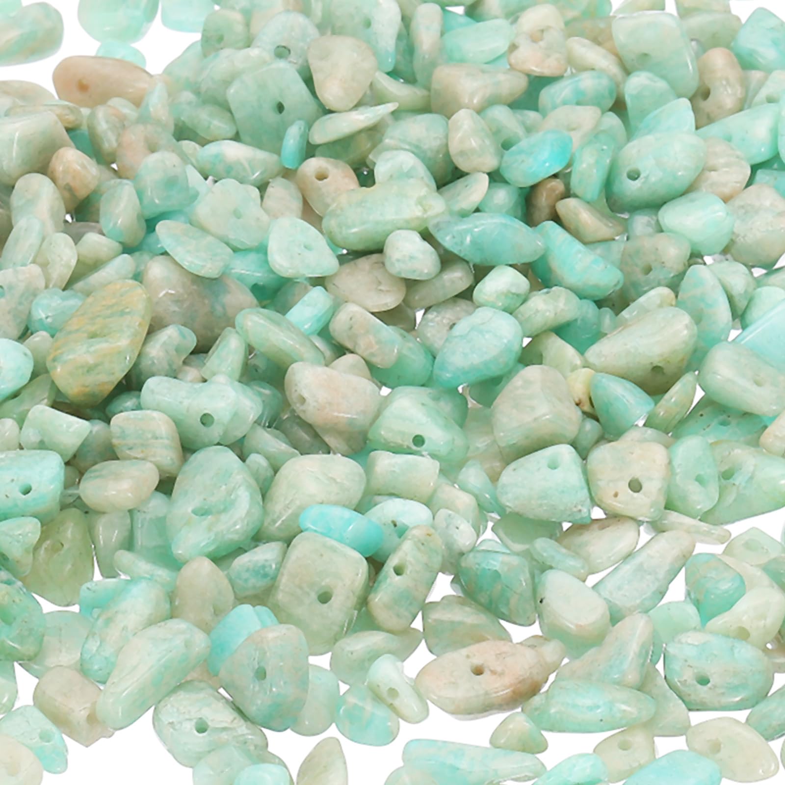 PATIKIL Chip Stone Natural Rock Beads Loose Gemstone Beads Drilled Strand for Jewelry Craft Making 1set/400pcs, White/Blue
