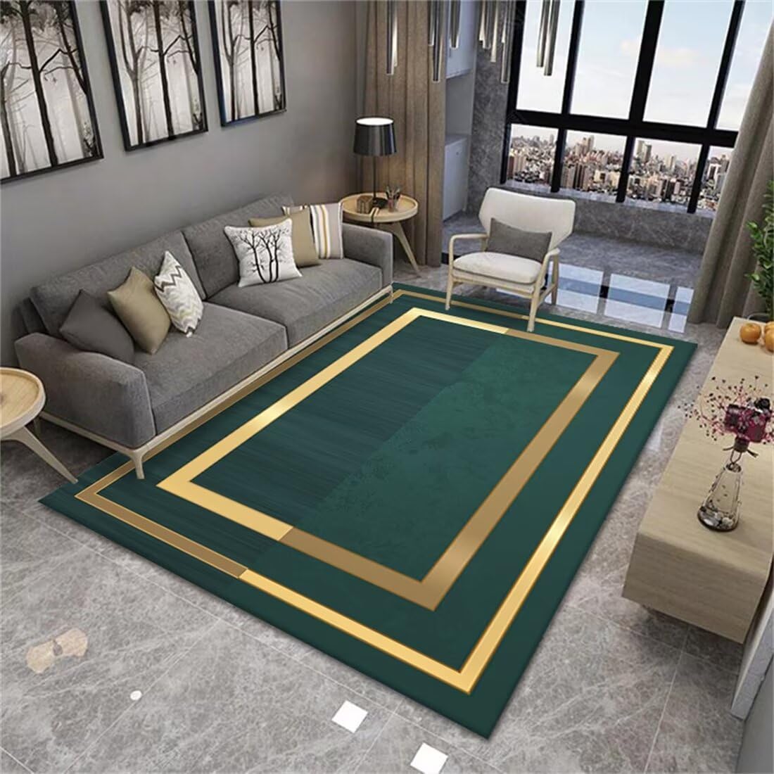 Tapis de cuisine vert moderne rectangulaire durable de 50X70CM