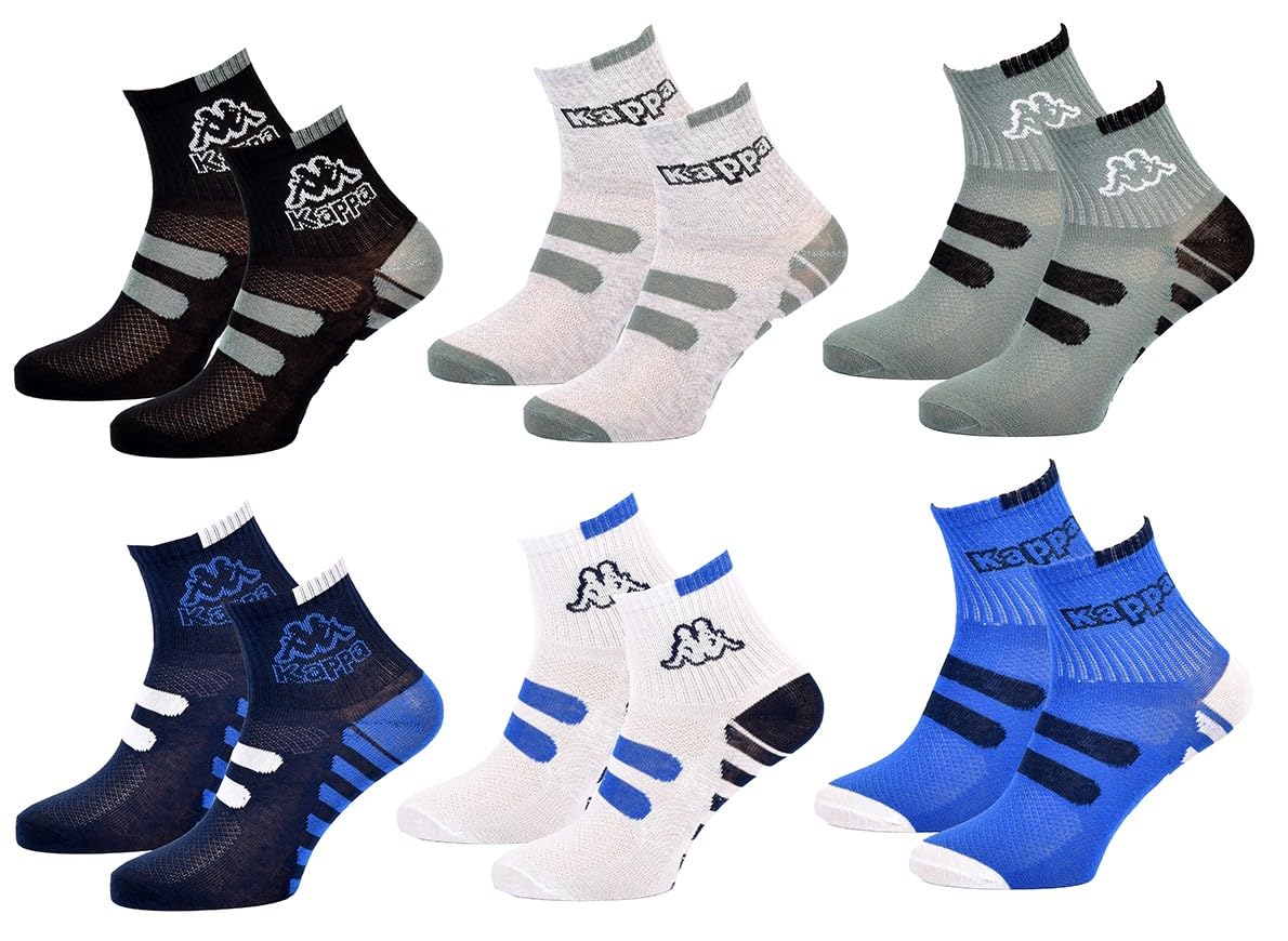 Ozabi Men's 6 Pcs 0943 Kappa Quarter Socks - 31/35, 31-35