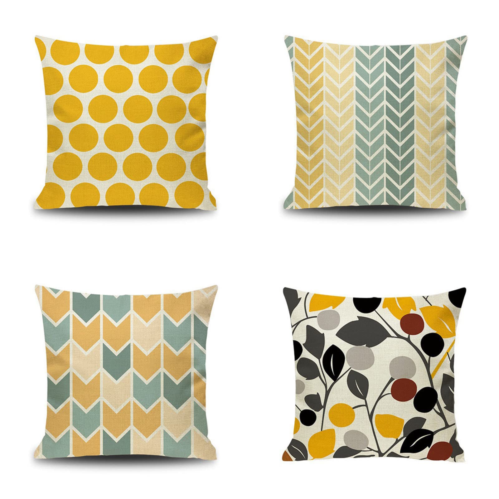 Housses de coussin de canapé décoratifs 60x60cm taie d'oreiller moderne jaune noir pour salon