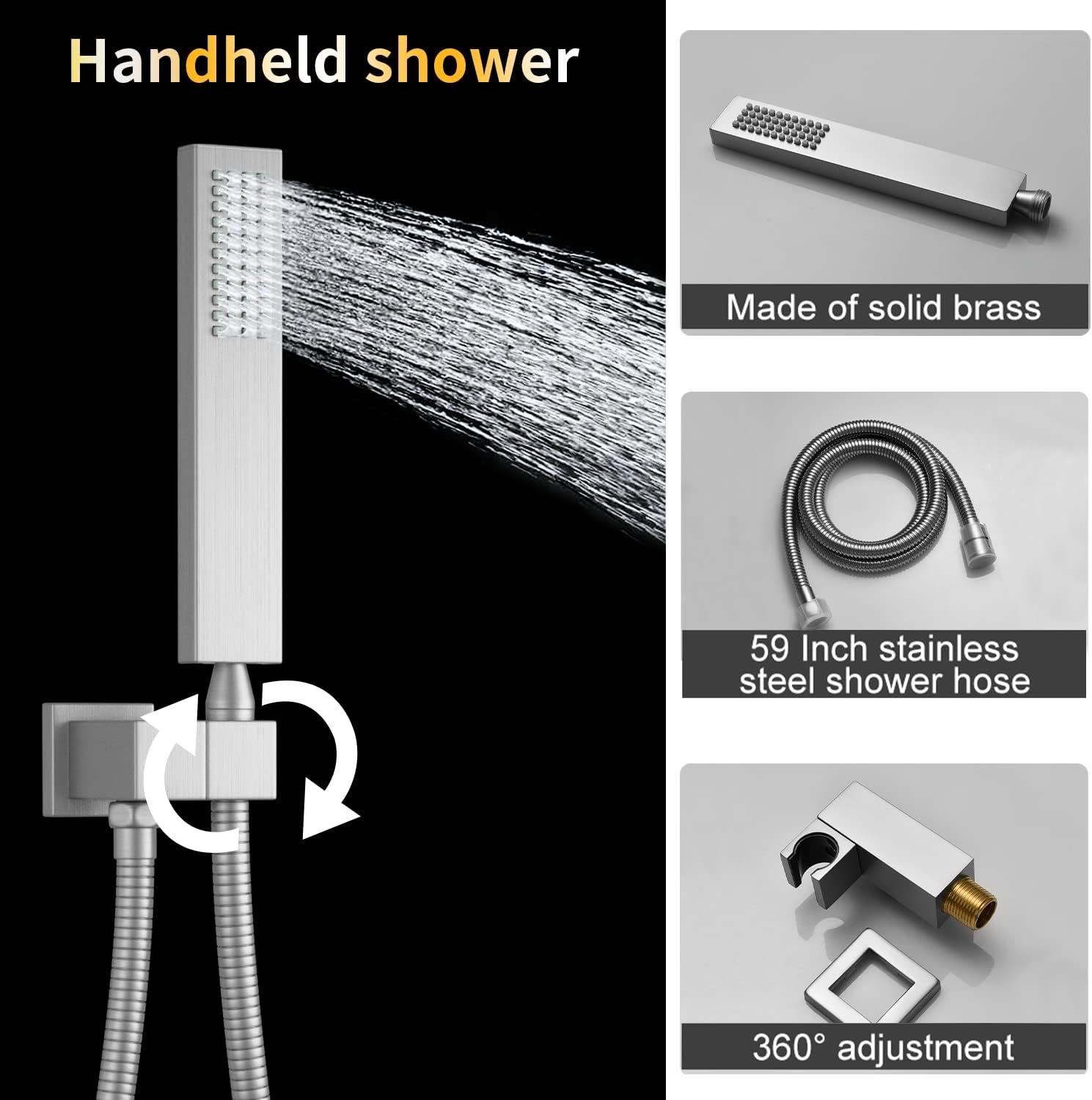 AYIVG Brushed Nickel Shower System with Tub Spout Wall Mounted Shower Fixture Set with High Pressure 12 inch Rain Shower Head and Temperature Digital Display Pressure Balancing Shower Diverter Valve