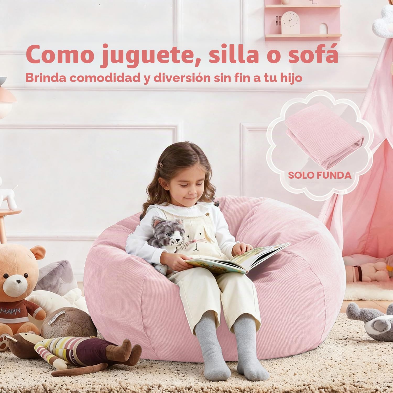 Funda para Silla de puf (sin Relleno) para niños y Adultos. Puf Extragrande de 300 l de Almacenamiento de Animales de Peluche de Pana Suave de