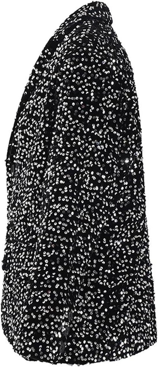 Women Sequin Blazer Lapel Long Sleeve Loose Casual Suit Jacket