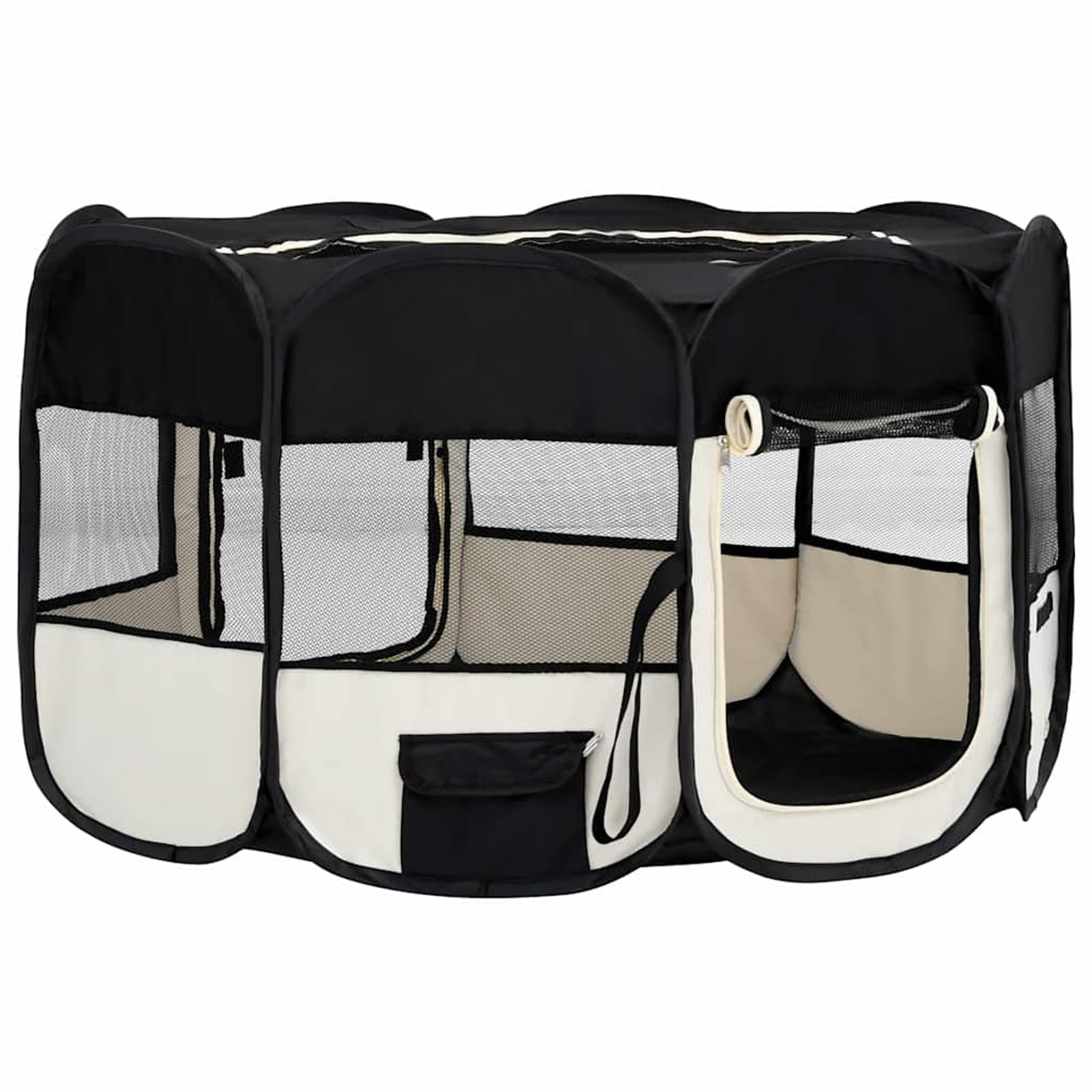 Fasba Parque Plegable para Perros - Entrenamiento y Juegos, 145x145x61 cm, Negro y Crema, Poliéster y Acero, Incluye Bolsa de Transporte Modelo FCLRZJ-171008ES
