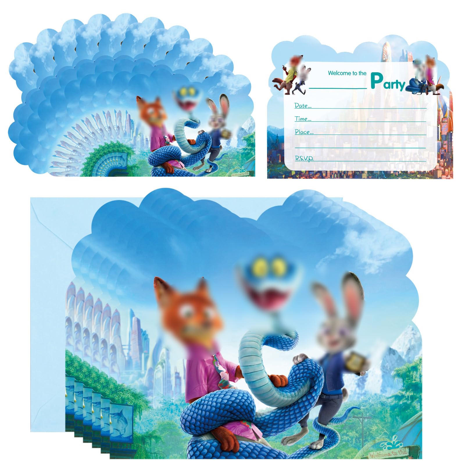 20PCS Anime Party Invitations Kids, Party Invites with Envelopes, Invitations Birthday Cards for Kids Girls Boys — image 1