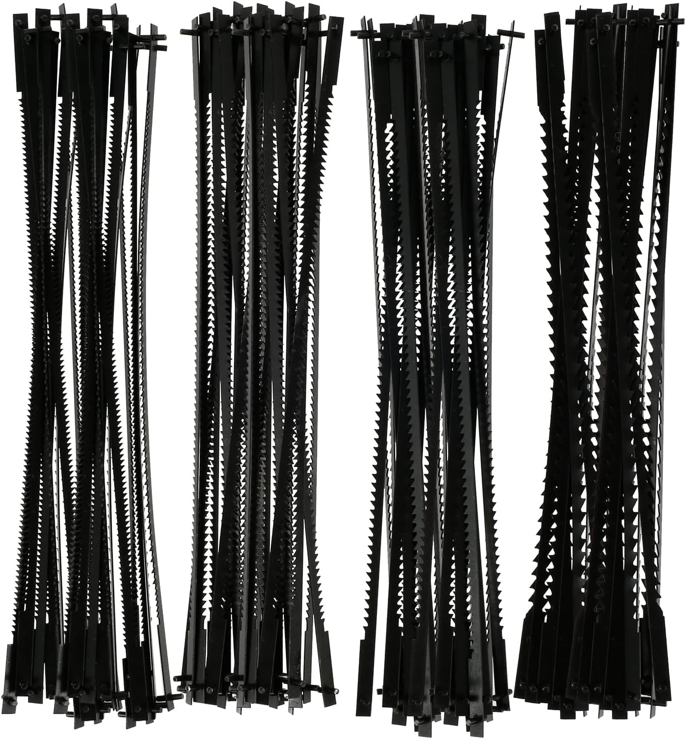 96Pcs 5 Inch Scroll Saw Blade Pin End Replacement Spiral Scroll Saw Blades for Wood Carbon Steel Reverse Skip Tooth (10/15/18/24 TPI)