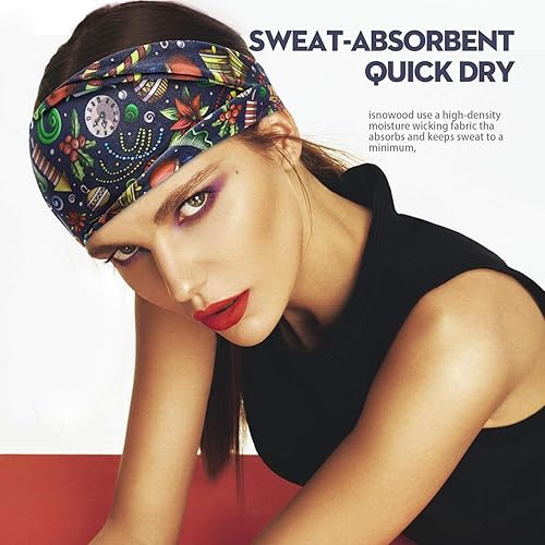 Miniatura 4 de Diademas bohemias para mujer, diadema ancha de moda, para yoga, entrenamiento, bandas para la cabeza, accesorios para el cabello, paquete de 8