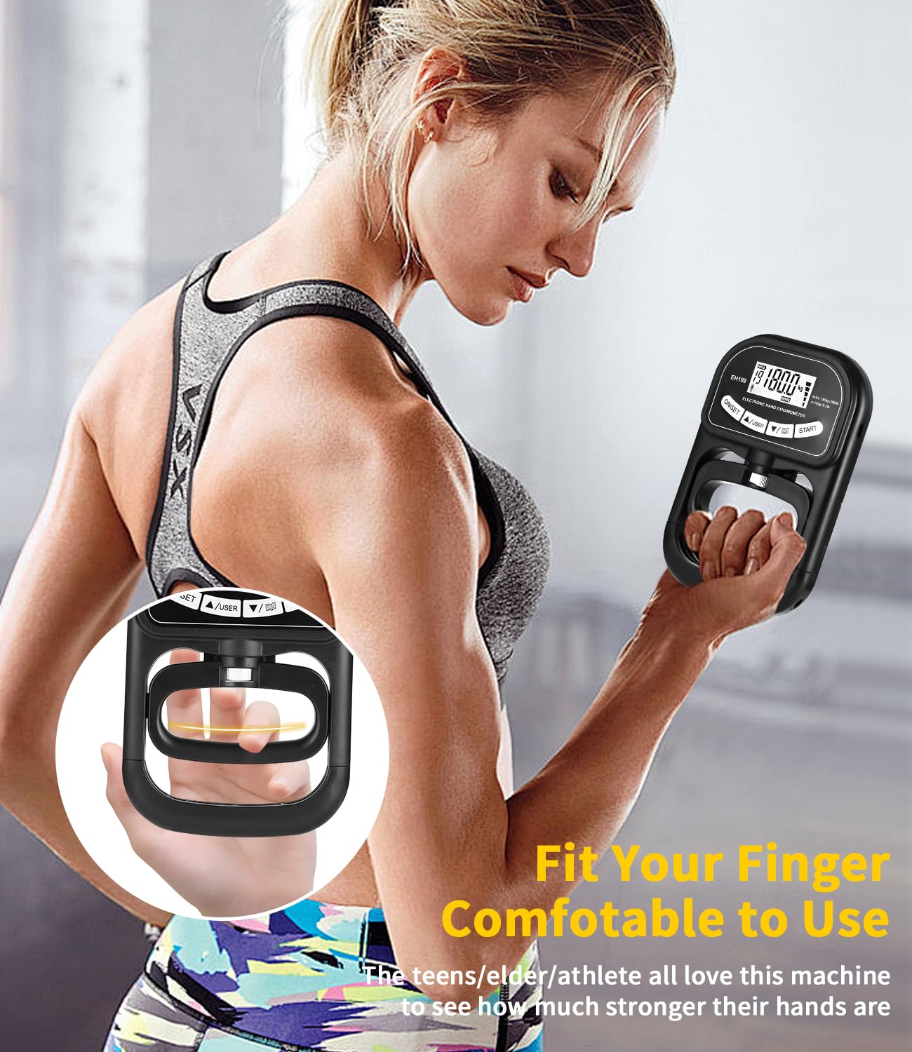Digitaler Handkraftmessgerät,180 kg Griffkrafttrainer,Hand Dynamometer Grip Strength Trainer,Verstellbarer Handgriff-Dynamometer,Digitaler Griffkraft-Tester mit LCD-Display,Wiederaufladbar.